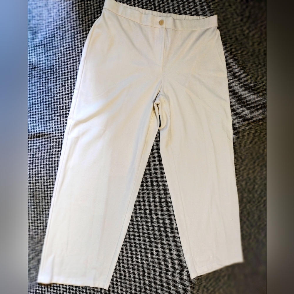 Eileen Fisher Cream Colored Pants Lyocell Nylon Blend Size Large Pre Owned
